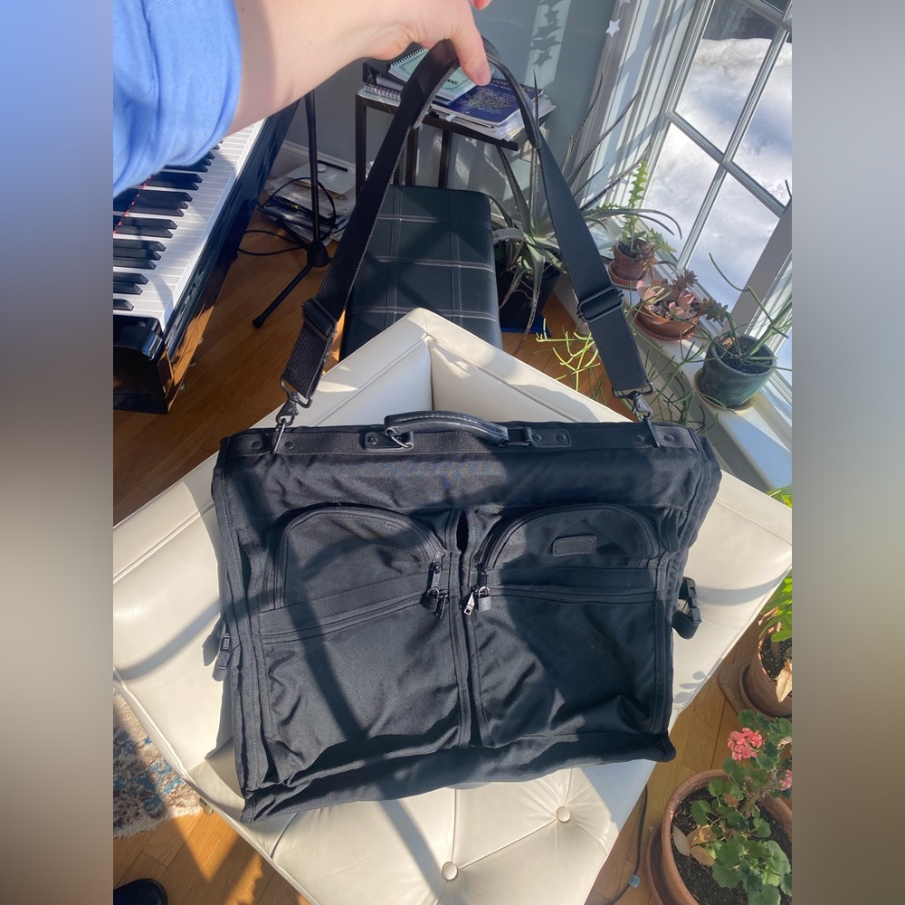 TUMI Black Garment Travel Bag | Classic Ballistic Nylon | Detachable Strap